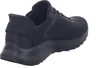 A black Skechers Bobs Squad Chaos women's sneaker shown from the side and slightly from the back. Produktbild-Vorschau