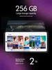Marketing image showing phone storage capacity and expandable memory. Produktbild-Vorschau