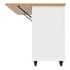 Side view of a white kitchen island with a wooden countertop that can be folded down. Produktbild-Vorschau