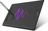 A digital drawing tablet with a stylus resting on it, showing a purple wavy line drawn on its surface. Náhled obrázku produktu