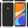 A black phone case is shown from multiple angles, including the back, front, and sides. The phone itself is also displayed with its screen on. Anteprima dell’immagine prodotto