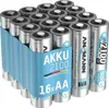 A pack of 16 AA rechargeable batteries in a blue plastic holder. Produktbild-Vorschau