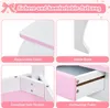 A collage of four close-up images showcasing features of a children's vanity table set. Produktbild-Vorschau