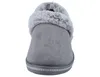 A close-up front view of a gray slipper with faux fur trim. Produktbild-Vorschau