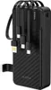 A black power bank with multiple integrated charging cables. Produktbild-Vorschau