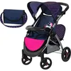 Carrozzina per gemelli blu navy con borsa Anteprima dell’immagine prodotto 1