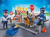 Playmobil police figures and accessories set up a roadblock with a police dog, barricades, traffic cones, and a stop sign. Anteprima dell’immagine prodotto