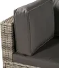 Close-up view of a section of a gray rattan sofa with dark gray cushions. Náhled obrázku produktu