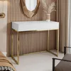 AX LIVING Coiffeuse Blanc Lortie 80 cm tiroirs structure Voir les images du produit 1