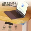 A laptop on a wooden desk with promotional text and icons. Anteprima dell’immagine prodotto