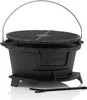 A black cast iron grill pot with a lid and a metal handle, shown on a white background. Podgląd zdjęcia produktu