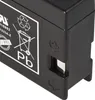 A close-up view of a black battery with white text and symbols on its side. Podgląd zdjęcia produktu