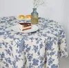 Tischdecke aus Baumwollleinen mit blauem Blumenmuster im Produktbild-Vorschau 2