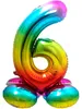 Folienballon Zahl 6 Rainbow 81 cm mit Basis - Luftballon Produktbild-Vorschau 1