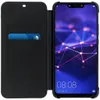 A black wallet-style phone case is open, revealing a smartphone screen displaying the time and date. Anteprima dell’immagine prodotto