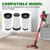 A vacuum cleaner and replacement filters are displayed on a wooden floor with a dresser in the background. Produktbild-Vorschau