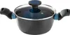 A black pot with a glass lid and blue accents on a white background. Anteprima dell’immagine prodotto