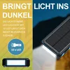 A split image showing marketing text and features on the left, and a close-up of a solar power bank on the right. Produktbild-Vorschau