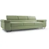 A light green sofa with a textured fabric and black legs, shown from a side-angle against a white background. Produktbild-Vorschau