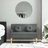 Lavice s polštáři 113 x 64,5 x 75,5 cm textil Tmavě šedá Náhled obrázku produktu 11