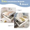 Two installation methods for an L-shaped bed with storage, showing different configurations. Náhled obrázku produktu