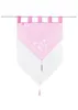 A pink and white decorative curtain hanging from a rod. Produktbild-Vorschau