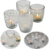 LS-LebenStil 4´er Set Glas Teelichthalter Retro Weiß Klar Produktbild-Vorschau 1