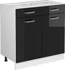 A studio shot of a black and white kitchen cabinet. Voir les images du produit