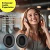 A woman wearing headphones in a gym setting, with product images of ear pads. Anteprima dell’immagine prodotto