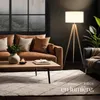 Lampadaire Lunaris, abat-jour en tissu, trépied - marron Voir les images du produit 7