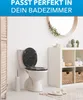 A modern bathroom scene featuring a toilet with a decorative seat. Produktbild-Vorschau