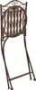 A folded metal bistro chair with a decorative backrest and seat, shown against a white background. Anteprima dell’immagine prodotto