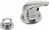 A chrome-plated faucet handle and a smaller knob are shown against a white background. Anteprima dell’immagine prodotto