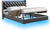 Lit Coffre 140x200 cmPolyuréthaneNoir, LED, Charge USB, Voir les images du produit 8