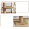 A collage of two images showing parts of a cat tree. The top image shows a platform and a scratching post. The bottom image shows the base of the cat tree. Produktbild-Vorschau