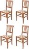 Four wooden chairs with striped seats are arranged in a grid on a white background. Voir les images du produit