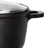 Close-up of a black pot with a glass lid and a silver rim. Náhled obrázku produktu