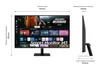 A diagram showing the dimensions of a Samsung Smart Monitor M7. Produktbild-Vorschau