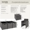 Product information and dimensions for a rattan garden furniture set. Náhled obrázku produktu