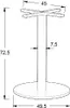 A technical drawing of a table base with dimensions. Anteprima dell’immagine prodotto