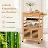 COSTWAY Keukenwagen, bamboe serveerwagen met 4 niveaus, Productafbeelding-voorbeeld 4