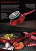 A marketing image showcasing a red induction bottom pan with food inside and ingredients nearby. Náhled obrázku produktu