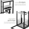 A close-up view of a modern side table with integrated charging and storage features, presented with descriptive text highlighting its design and quality. Produktbild-Vorschau