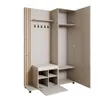 A wardrobe set with a bench and storage compartments, shown open. Produktbild-Vorschau