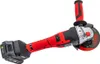 A red and black cordless angle grinder with a battery pack attached, shown against a white background. Náhled obrázku produktu