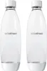 Two clear SodaStream bottles with white caps and bases are shown against a white background. Produktbild-Vorschau