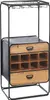 A freestanding wine rack with a glass top and multiple compartments for bottles. Podgląd zdjęcia produktu
