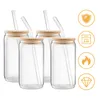 4er Set Transparenter Glasbecher 500ml mit Deckel Strohhalm Produktbild-Vorschau 6