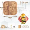 28x28cm Servierplatte aus natürlichem Holz mit 5 geteilten Produktbild-Vorschau 2