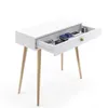A white console table with a drawer pulled out, showing some items inside, on a white background. Náhled obrázku produktu